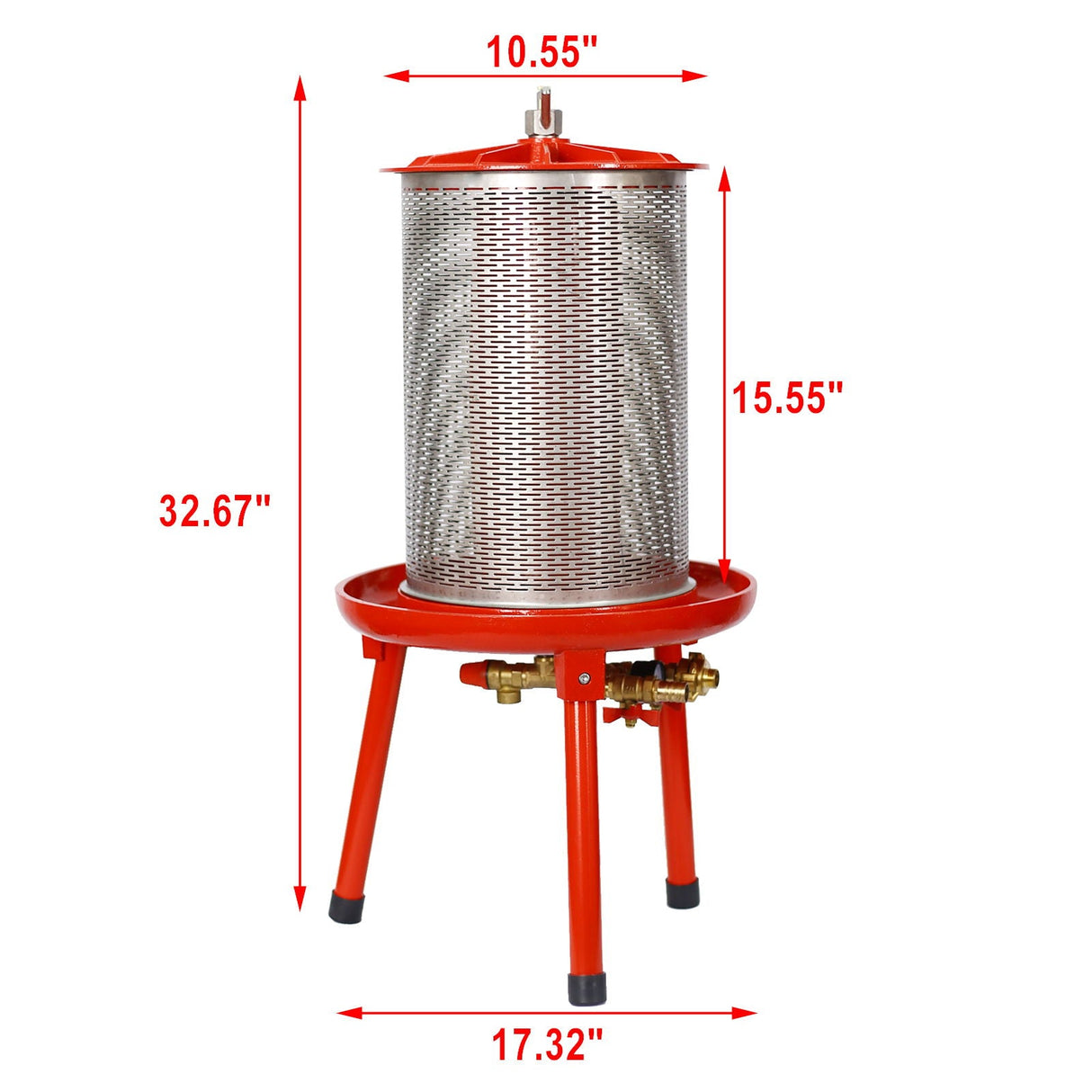 Hydraulic Fruit Wine Apple Press 5.3 Gallon / 20L For Wine Cider Making - Red