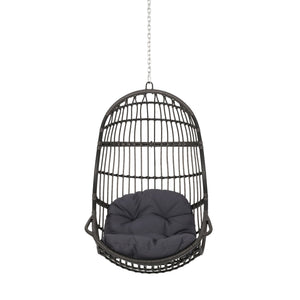 Rustic Hanging Basket Chair With Cushion