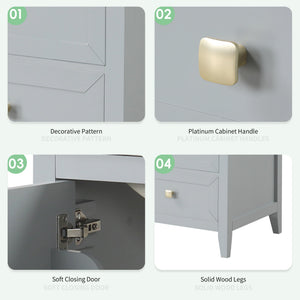 20" Bathroom Vanity with Sink, Storage Rack, and Soft Closing Door - Grey