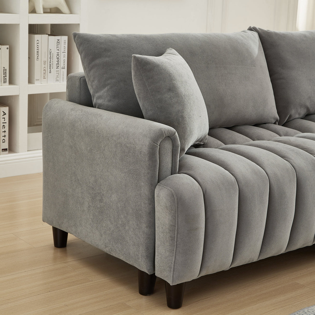 83'' Futon Sofa Bed with Polyester Fabric and Adjustable Backrest