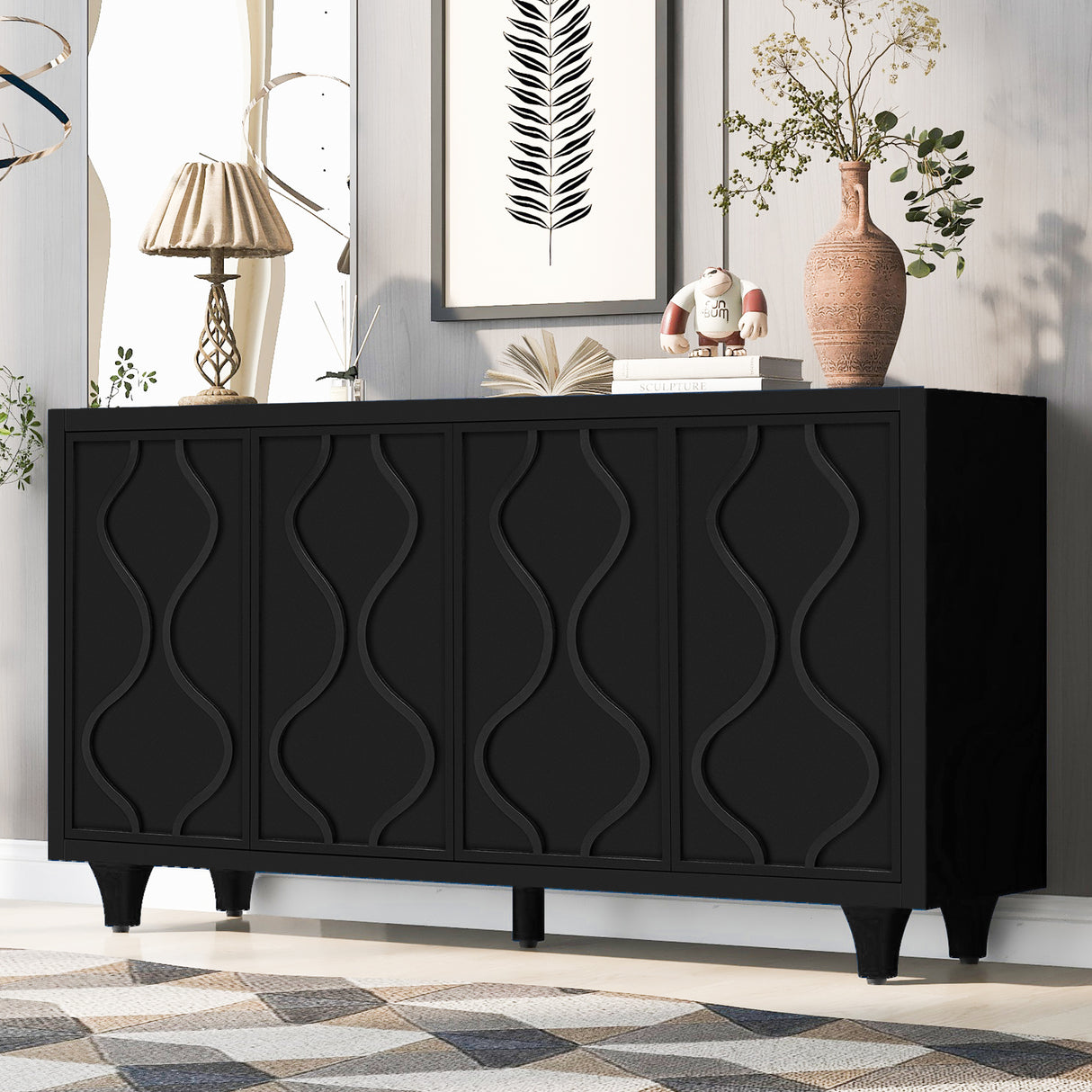The Embossed Curve Four-Door Cabinet