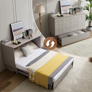 Cabinet Bed with Storage and Foam Mattress