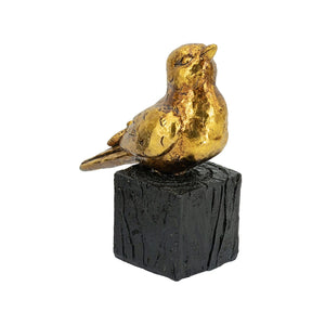 4.5x2.5x6' Gold Resin Songbird Sculpture on Black Faux Branch