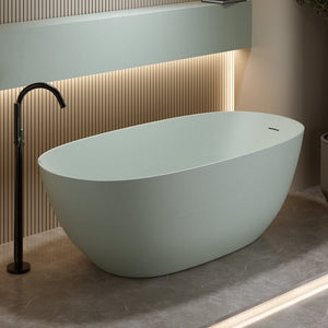 69'' Freestanding Bathtub Resin Stone Soaking Bathtub with Modern Design - White
