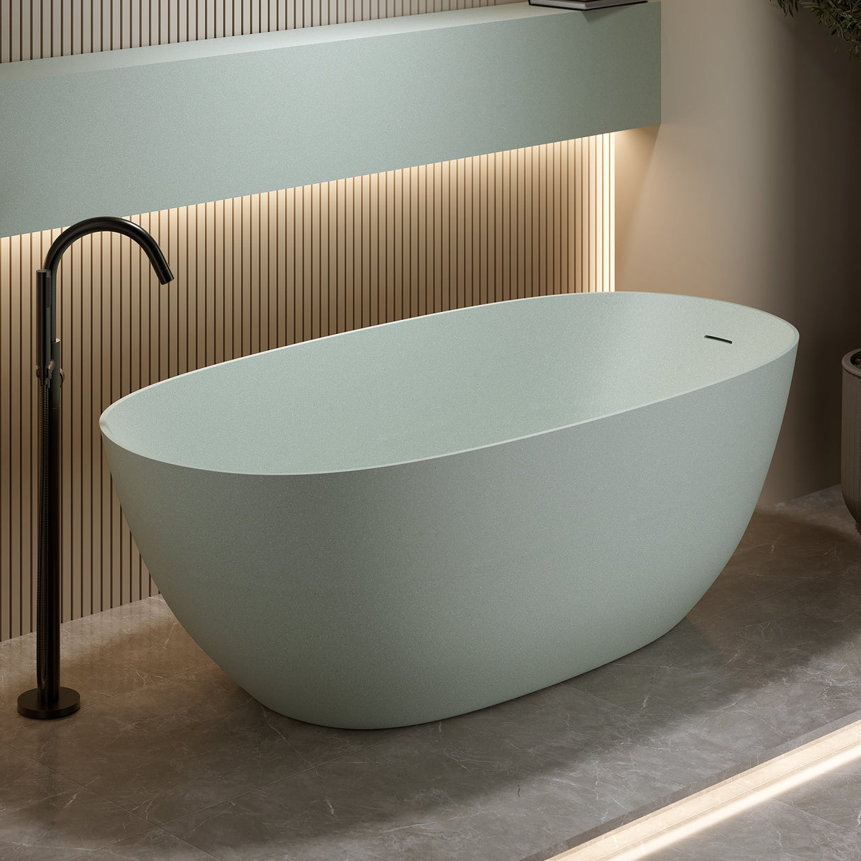 57'' Freestanding Bathtub Resin Stone Soaking Bathtub