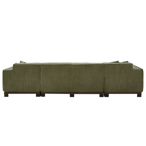 U-Shaped Sectional Sofa With RGB LED Light Strip And 6 Pillows