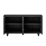 Storage Cabinet Sideboard Wooden Cabinet with Embossed Curved Doors