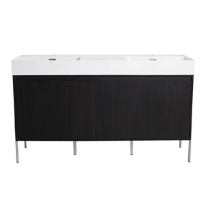 Freestanding Bathroom Vanity With Resin Sink And Storage Cabinet