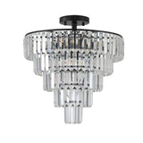 20' Black Crystal Chandelier Ceiling Light, Modern Luxury 10-Light Flush Mount