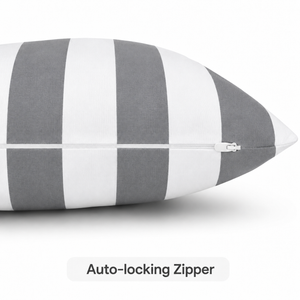 4 Pack Outdoor Lumbar Pillow with Inserts - Gray/White Striped