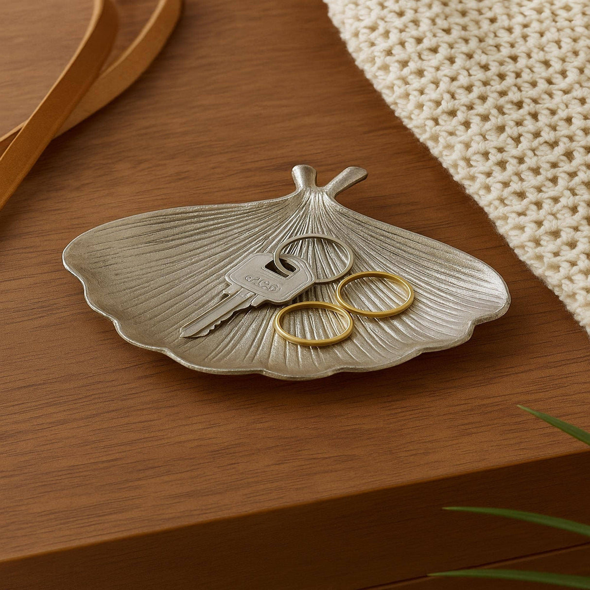 Ginkgo-Leaf-Nickel-Finished-Aluminum-Trinket-Dish-–-8.7x6.7x2'-Decorative-Accent-