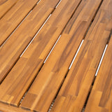 Outdoor 6 Pieces Acacia Wood Dining Set with Handwoven Rattan Legs