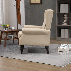 Modern Accent Lounge Chair with Sturdy Wood Legs in Camel PU Leather