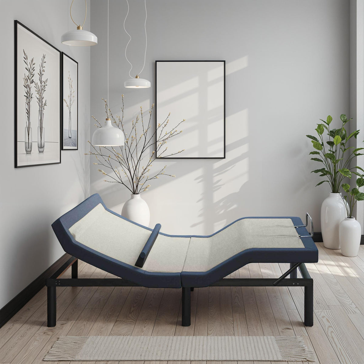 Twin XL Adjustable Bed Base with Head/Foot Tilt and Lumbar Adjustment - Blue Gray