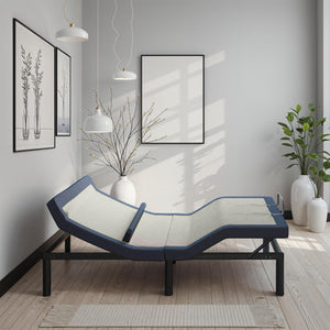Twin XL Adjustable Bed Base with Head/Foot Tilt and Lumbar Adjustment - Blue Gray