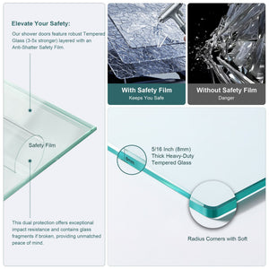 Modern Single Slide Shower Door, Tempered Glass, Stainless Steel Frame