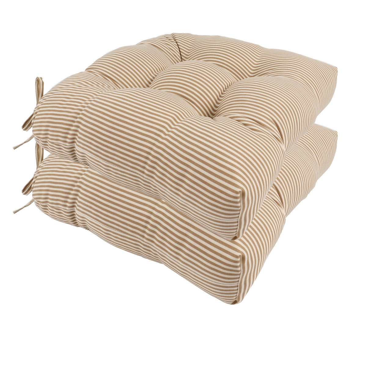Outdoor Chair Cushions Set of 2 - Beige Striped