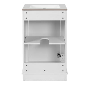 Bathroom Vanity With Sink, Freestanding Single Cabinet Set, Soft Close Door, Adjustable Shelf