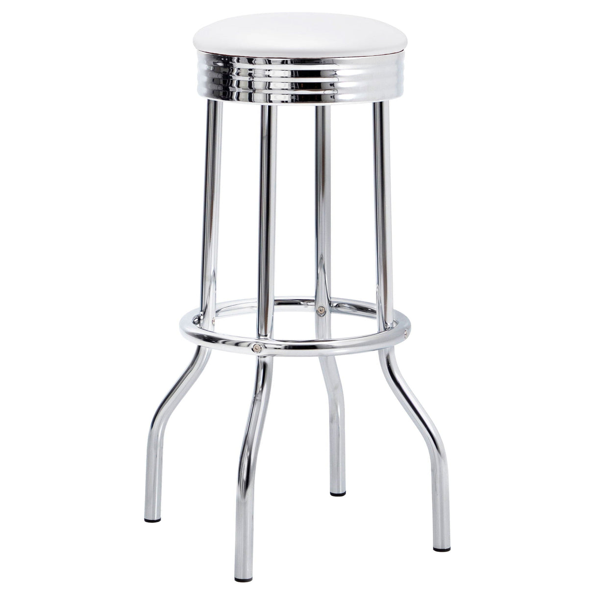 Midge - 3 Piece Round 1950S Bistro Pub Bar Table Set With Upholstery - White