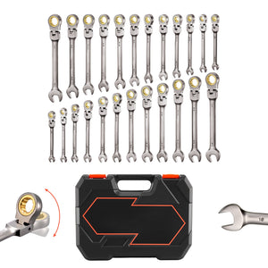 Flex-Head Ratcheting Wrench Set, 24-Piece SAE and Metric