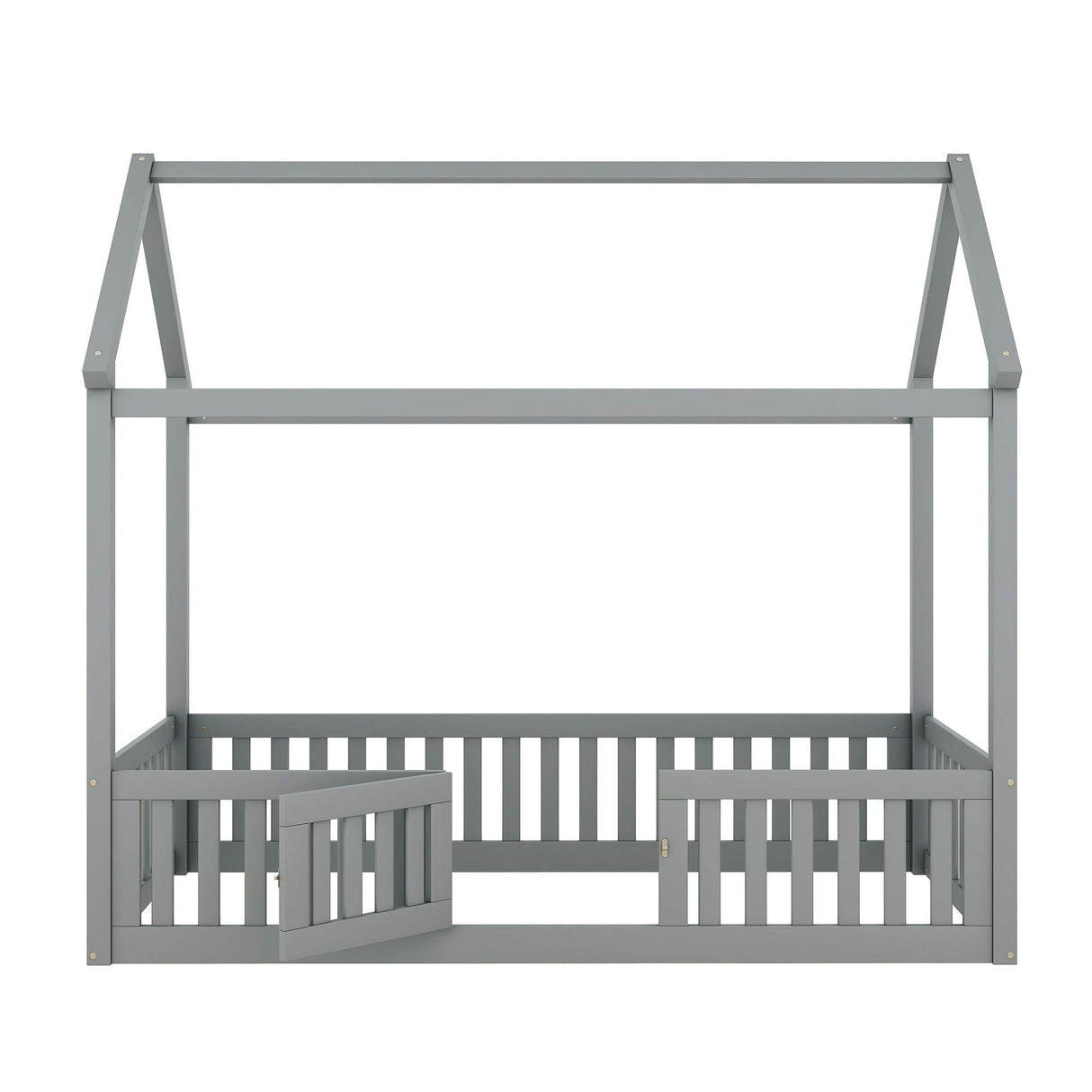 Wood House Bed With Fence And Door