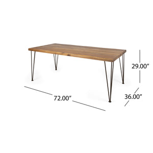 7 Pieces Acacia Wood Outdoor Dining Set with 6 Chairs and Large Table