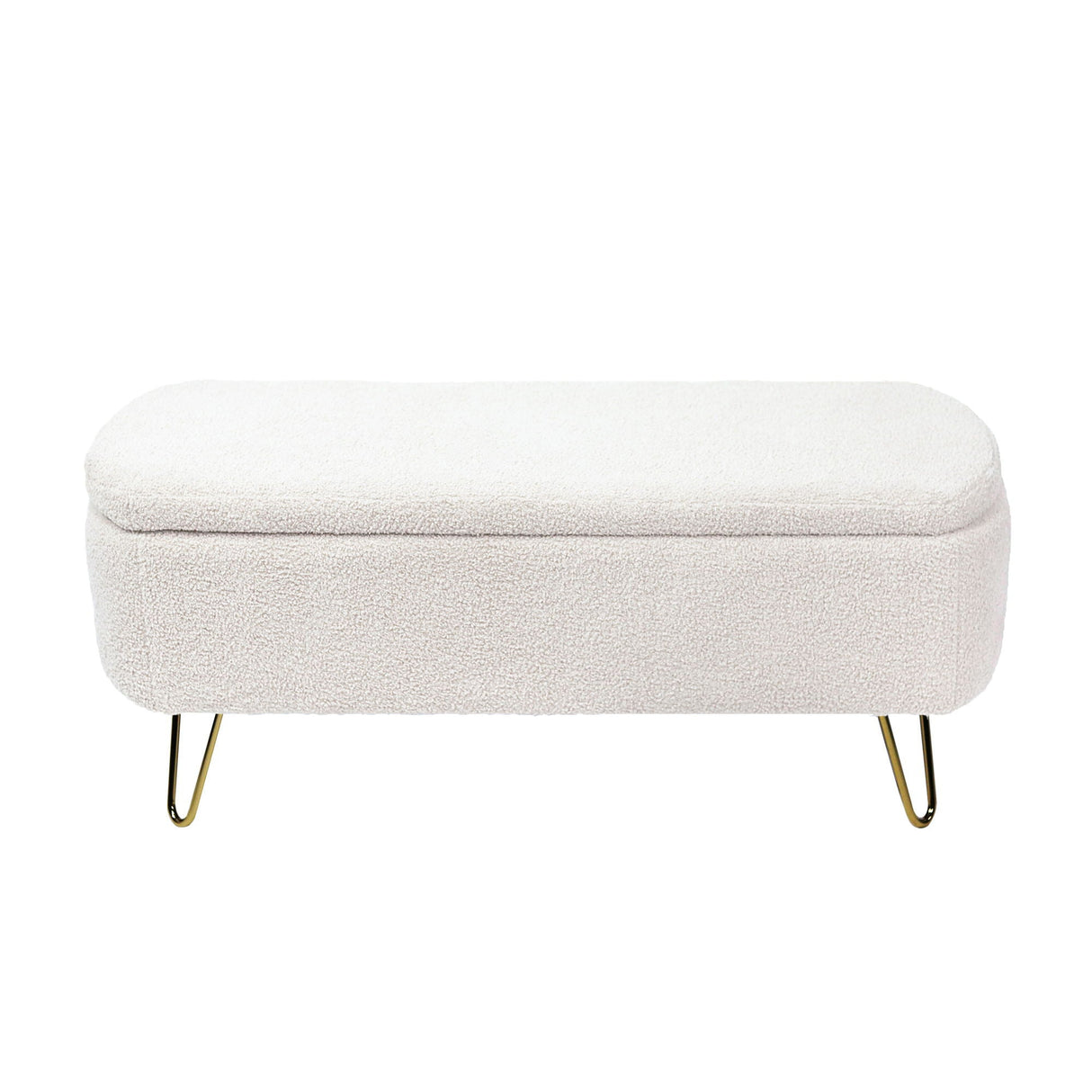 Storage Ottoman Bench For End Of Bed Legs, Modern Camel Faux Fur Entryway Bench Upholstered Padded With Storage For Living Room Bedroom