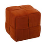 Square Ottoman Foot Rest with Woven Corduroy Design - Fabric