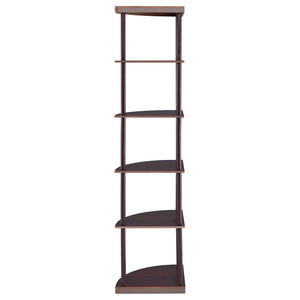 Corner Bookcase With 5 Shelves, Compact Design For Living Room - Cappuccino