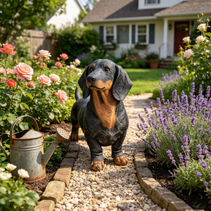 26" Black And Tan Dachshund Statue