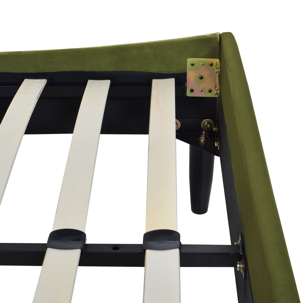Aspen Vertical Tufted Headboard Platform Bed Set, King, Olive Green Performance Velvet
