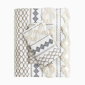 Full/Queen Cotton Printed Duvet Cover Set with Chenille