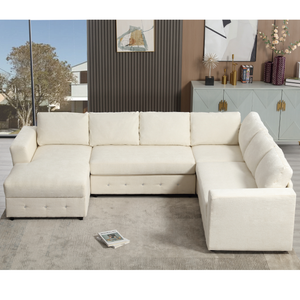 110.75" Sectional Sofa with Chaise Storage