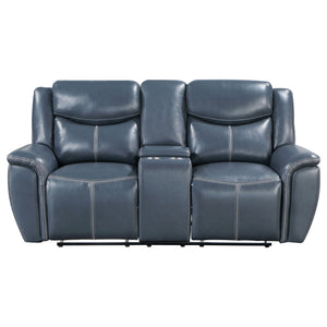 Stanwicke - 2 Piece Motion Reclining Sofa Set With Contrast Stitching - Blue