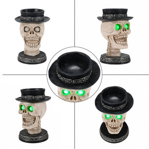 Halloween Skull Candle Holder with Glowing LED