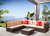 Rattan-7-pc-sectional--corner-sofa-set-(brown-cushion)-Outdoor-Furniture-Sets