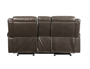Lydia - Leather Aire Motion Loveseat With USB Console - Brown