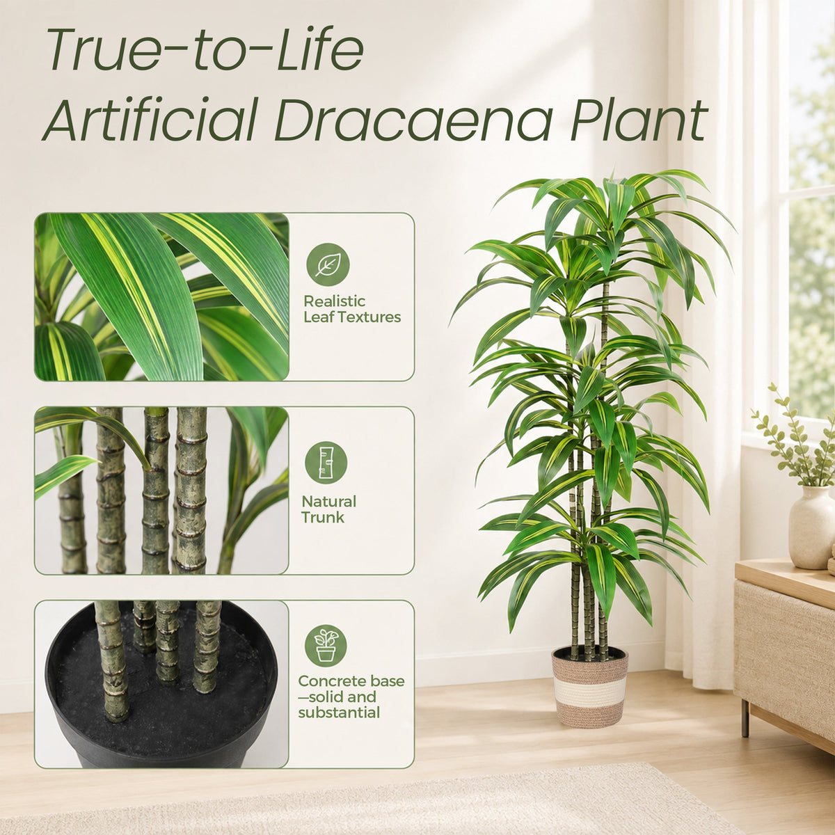 Dracaena Artificial Plant Indoor - 5.5FT