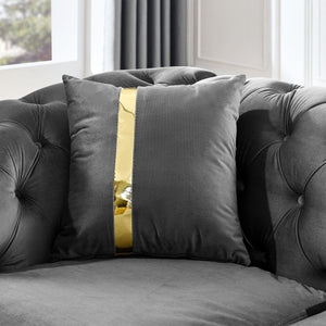 Button Tufted Couch With 2 Pillows, 3 Seater Luxury Chesterfield Sofa