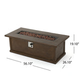 Transitional 56'' Rectangular Outdoor MGO Propane Fire Pit with 50,000 BTU