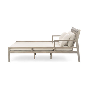 Outdoor Daybed With Four Pillows (Gray+Beige Cushion)