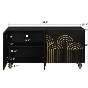 Modern Fluted Sideboard Buffet with Storage