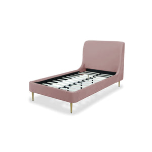 Mid-Century Modern Upholstered Bed With Curved Headboard