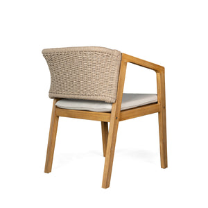 7-Piece Outdoor Dining Set, Acacia Wood Table & 6 Acacia Wood Rope Chairs