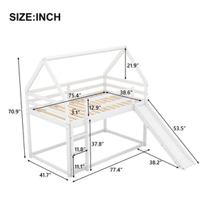 House Shape Bunk Bed With Slide And Ladder
