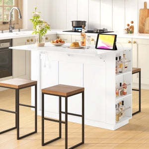 U-Style 47.2" Counter Height Table with Foldable Top & Power Outlet
