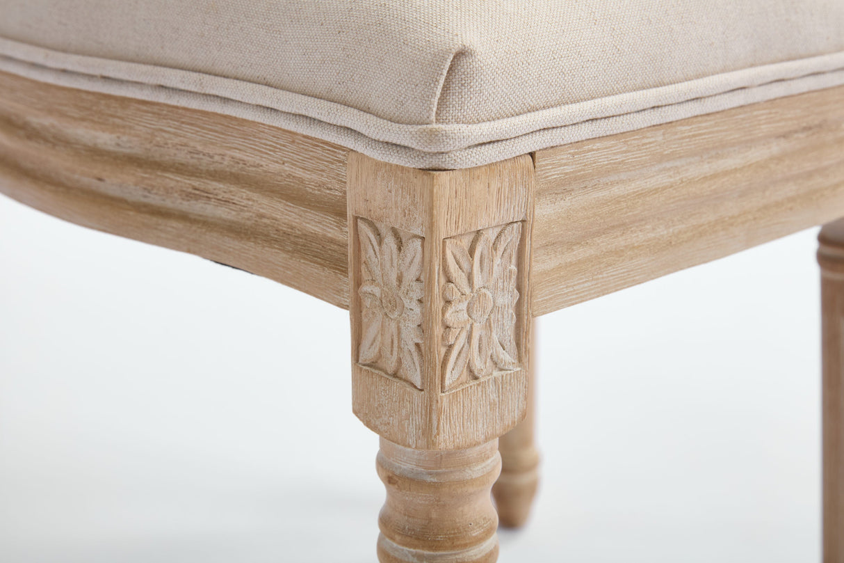 French Country Dining Chairs Set of 2 Upholstered with Rattan Back