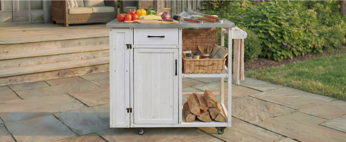 Outdoor Kitchen Island Fir Wood Prep Station