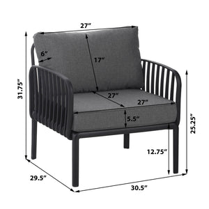 Outdoor Patio Club Chair with Waterproof Thick Cushions and Deep Seating