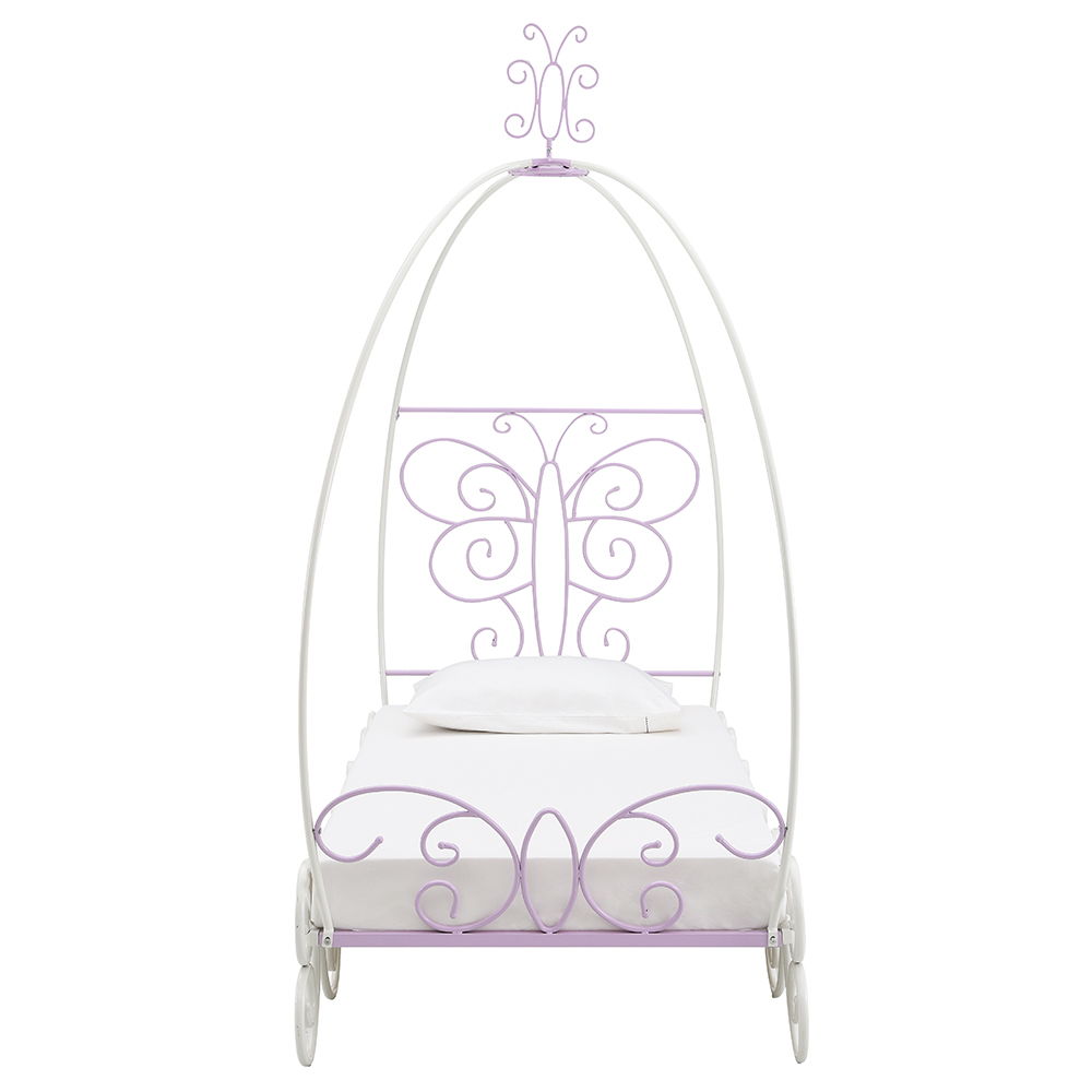 Priya II - Full Bed With Canopy - White & Light Synthetic Leather Rple